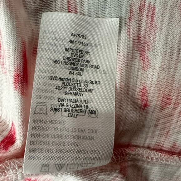 Belle by Kim Gravel XL Pink White Flowy Cardigan Open Front Lightweight Vacation - Picture 9 of 9